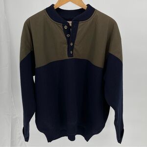 Filson Vintage Henley Guide Sweater Size XXL Green Wool Wax Shoulders Shooting